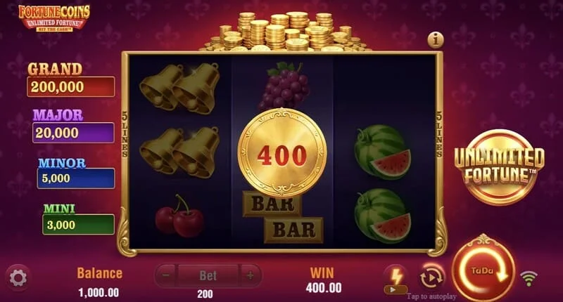 Fortune Coins Unlimited Fortune – mincové kolo Lock & Respin s držaním mincí